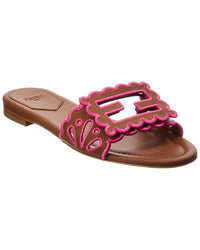 Fendi Baguette Leather Flat Sandal