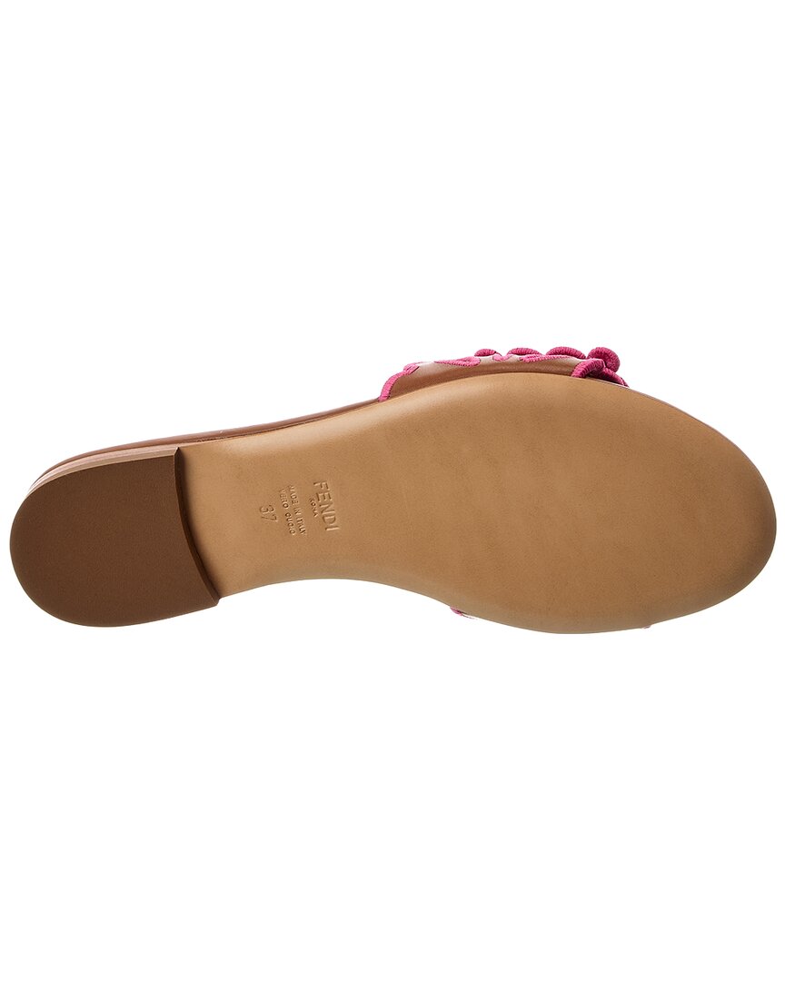 Fendi Baguette Leather Flat Sandal