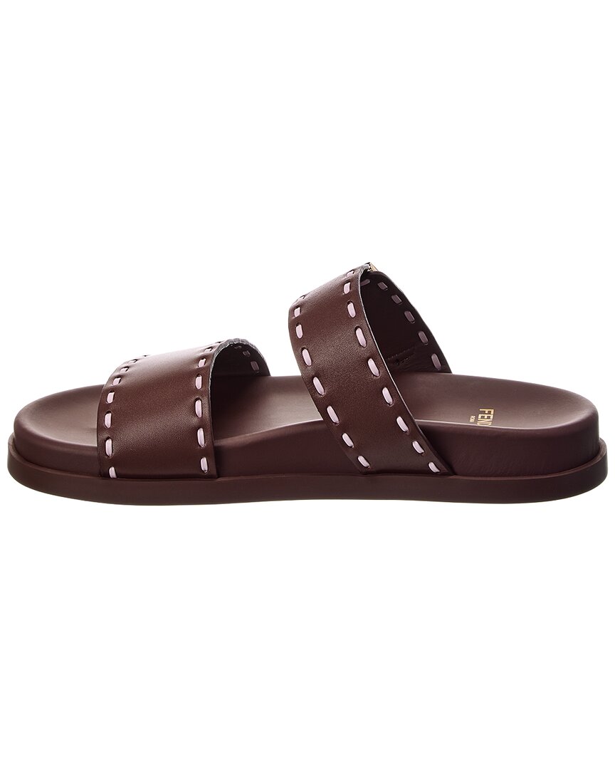 Fendi Logo Leather Flat Sandal