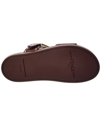 Fendi Logo Leather Flat Sandal