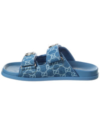Gucci Gg Denim & Leather Flat Sandal