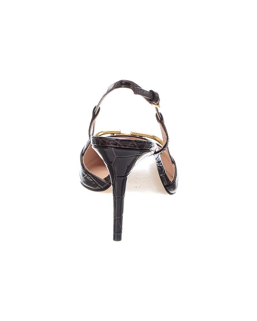 Valentino Valentino Vlogo 80 Croc-Embossed Leather Pump