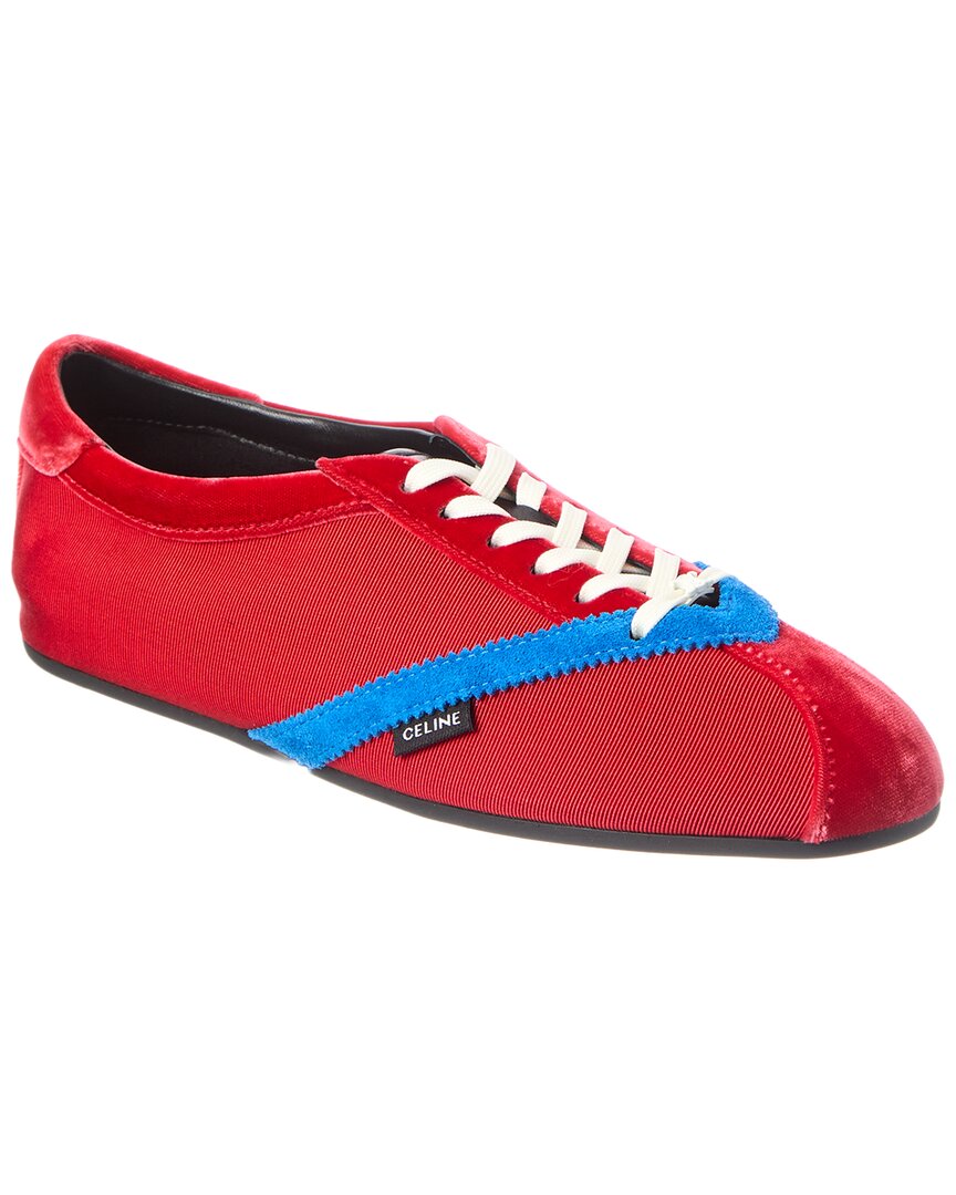 Celine Logo Velvet & Suede Sneaker