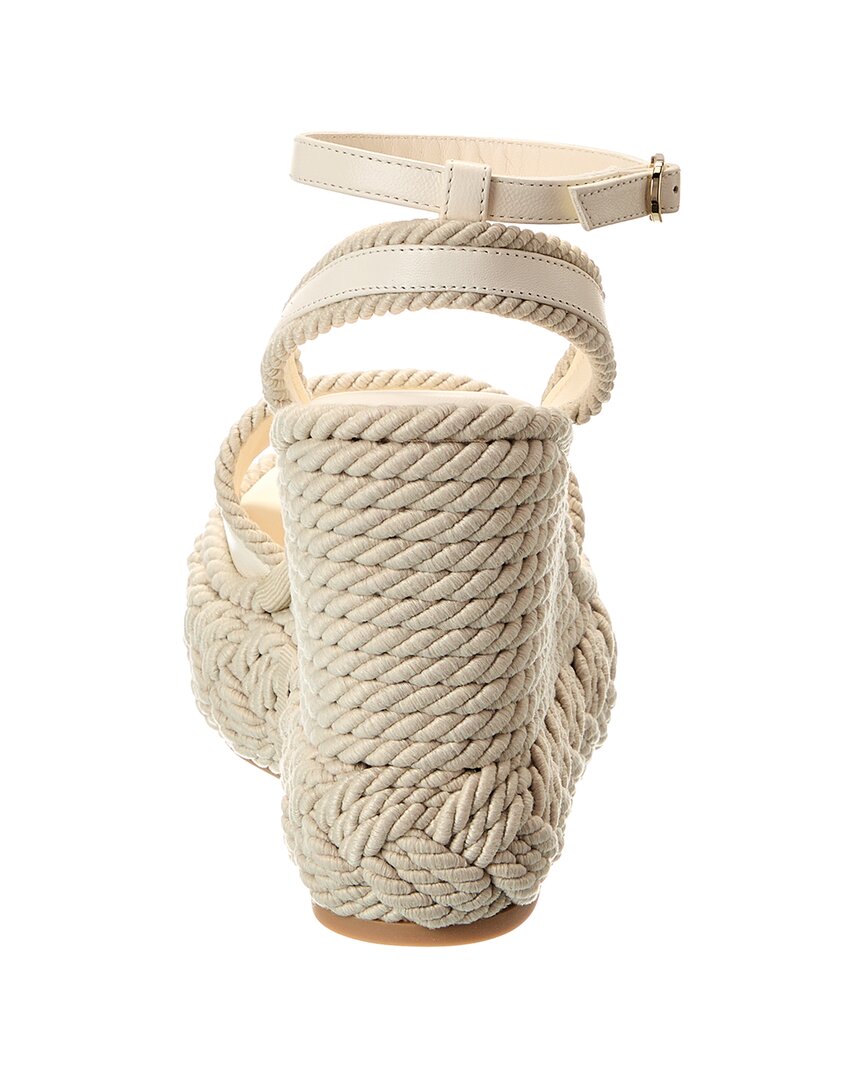 Valentino Vlogo Silk Torchon 130 Leather Wedge Sandal