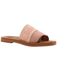 Chloé Woody Logo Linen Slide