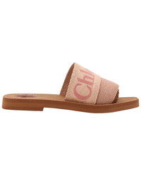 Chloé Woody Logo Linen Slide