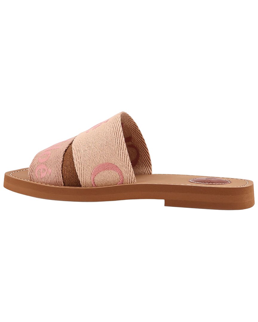 Chloé Woody Logo Linen Slide