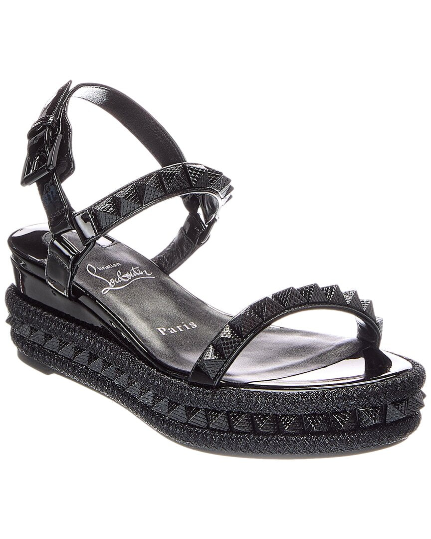Christian Louboutin Logo Spike Leather Sandal