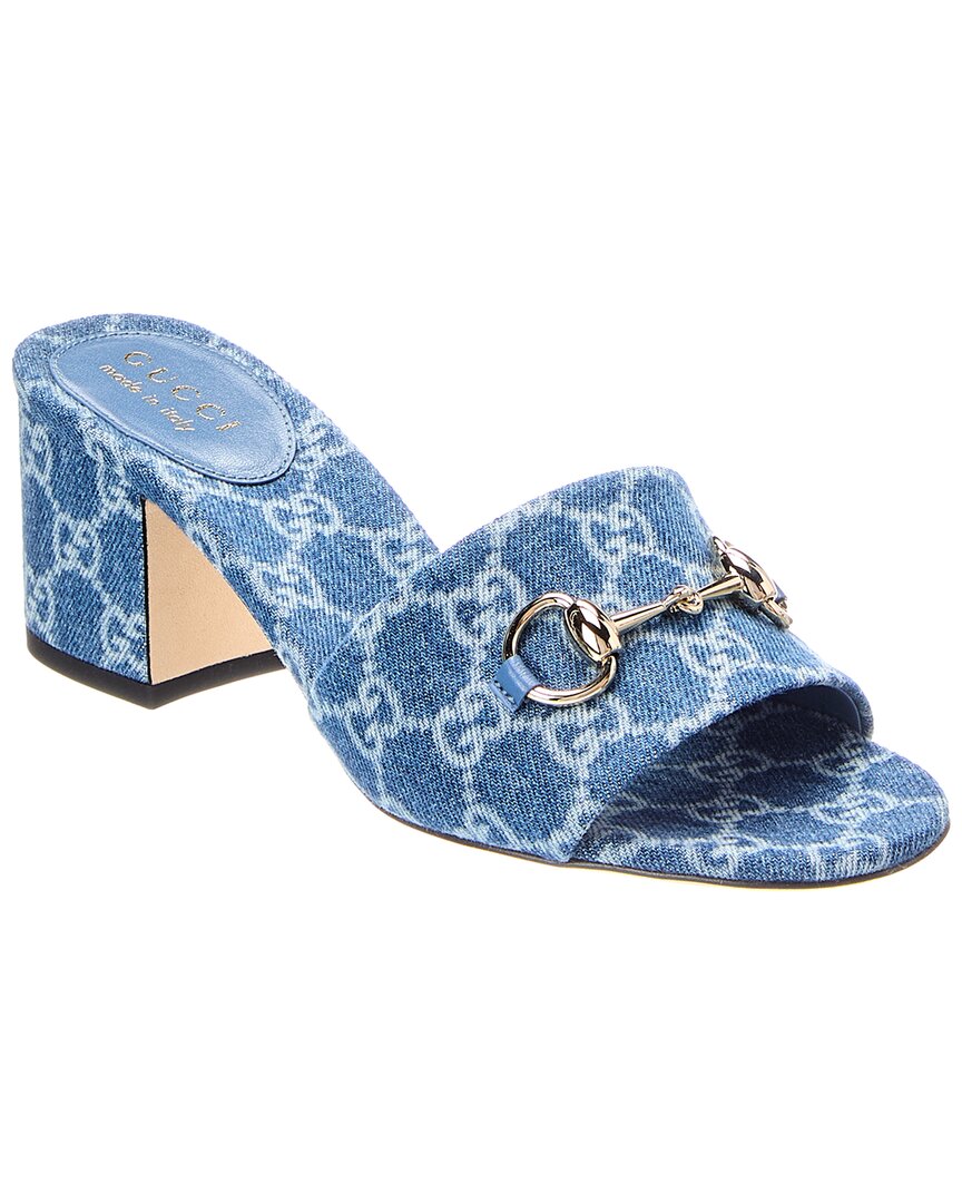 Gucci Horsebit Gg Denim Sandal