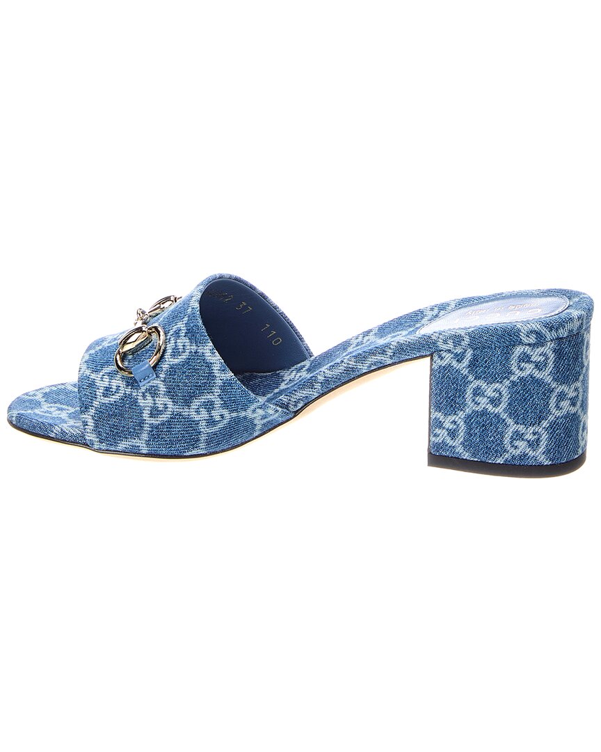 Gucci Horsebit Gg Denim Sandal
