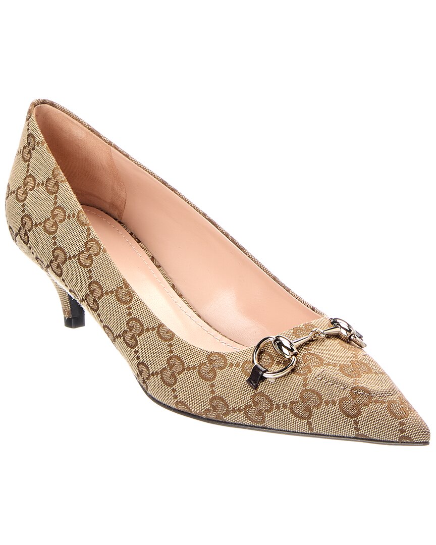 Gucci Gucci Horsebit Gg Supreme Canvas & Leather Pump