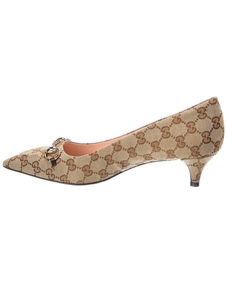 Gucci Gucci Horsebit Gg Supreme Canvas & Leather Pump