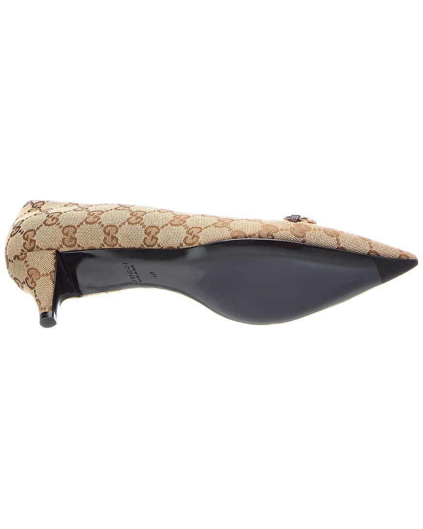 Gucci Gucci Horsebit Gg Supreme Canvas & Leather Pump