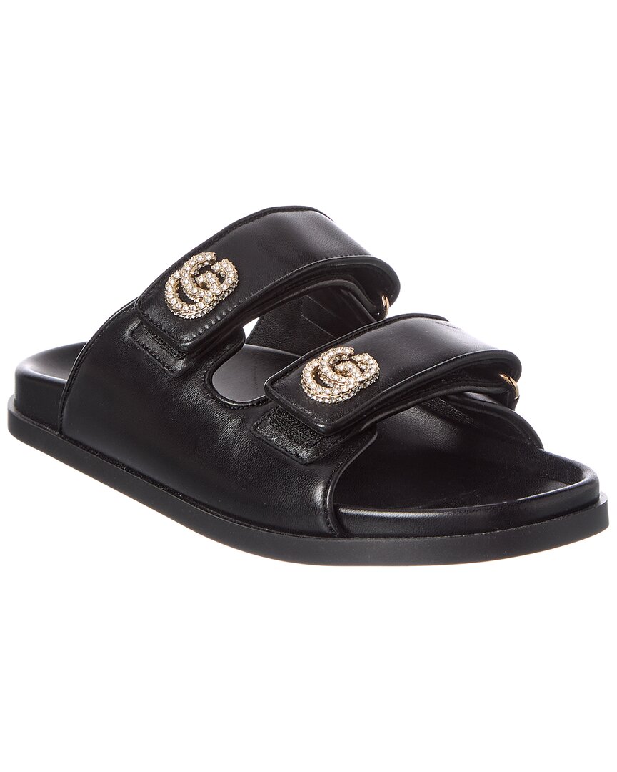 Gucci Gucci Crystal Double G Leather Sandal
