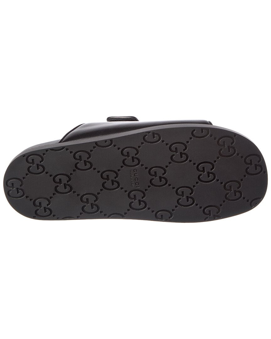 Gucci Gucci Crystal Double G Leather Sandal