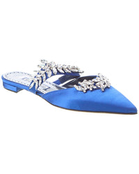 Manolo Blahnik Lurum Satin Flat Blue