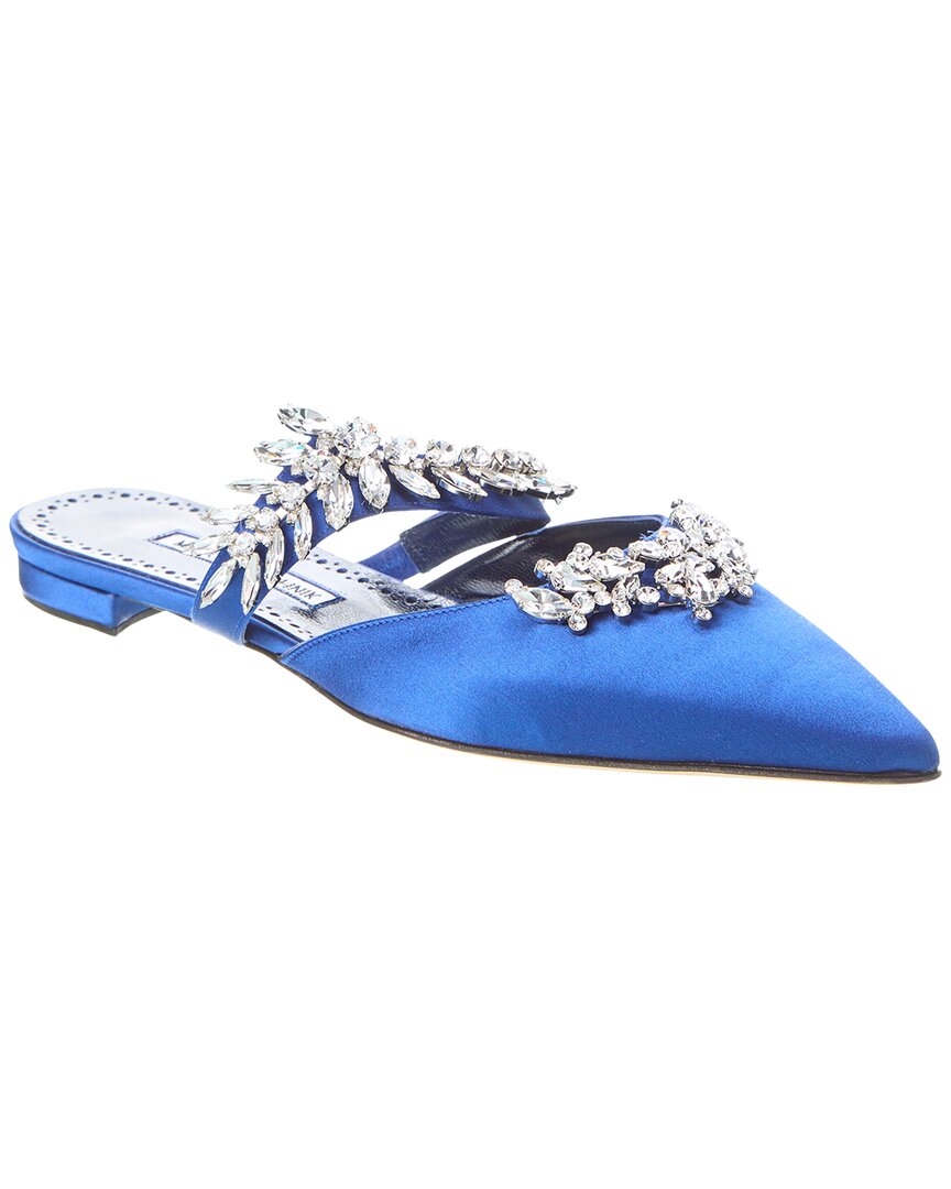 Manolo Blahnik Lurum Satin Flat Blue