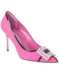Manolo Blahnik Tuberian 90 Linen & Leather Pump Pink