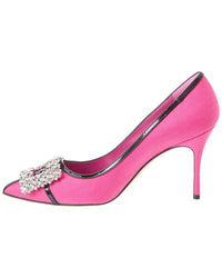 Manolo Blahnik Tuberian 90 Linen & Leather Pump