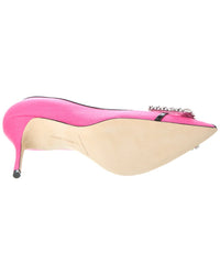 Manolo Blahnik Tuberian 90 Linen & Leather Pump