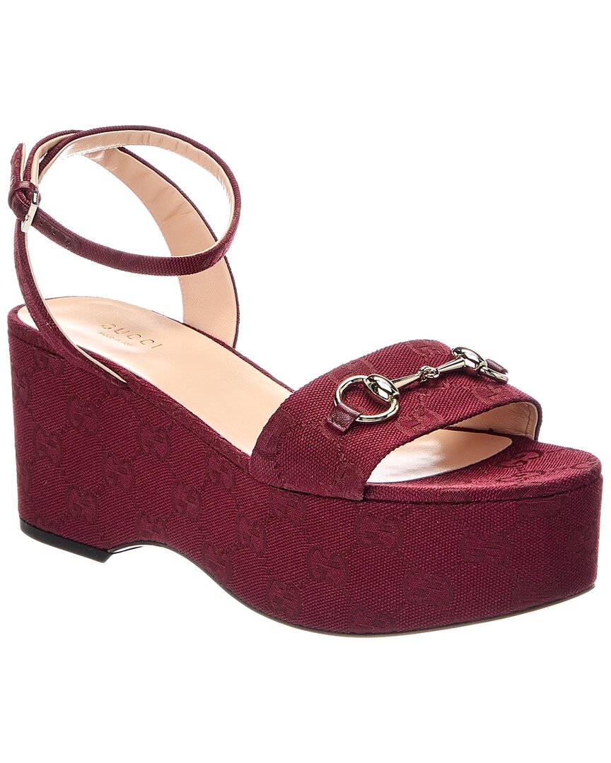 Gucci Gucci Gg Supreme Canvas & Leather Wedge Sandal