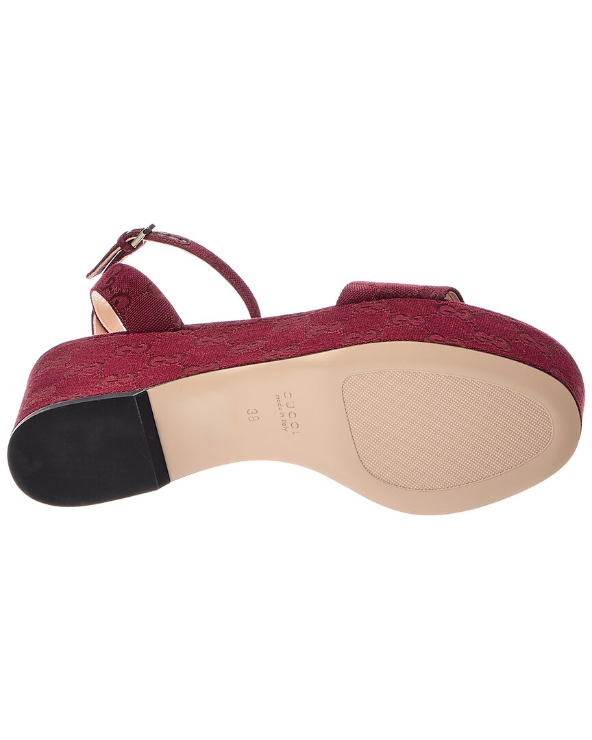 Gucci Gucci Gg Supreme Canvas & Leather Wedge Sandal