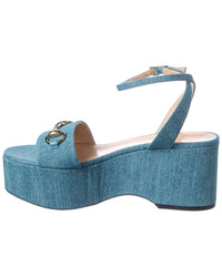 Gucci Gucci Gg Logo Denim Sandal