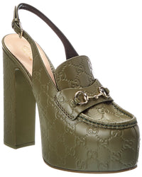 Gucci Gucci Gg Logo Horsebit Leather Pump