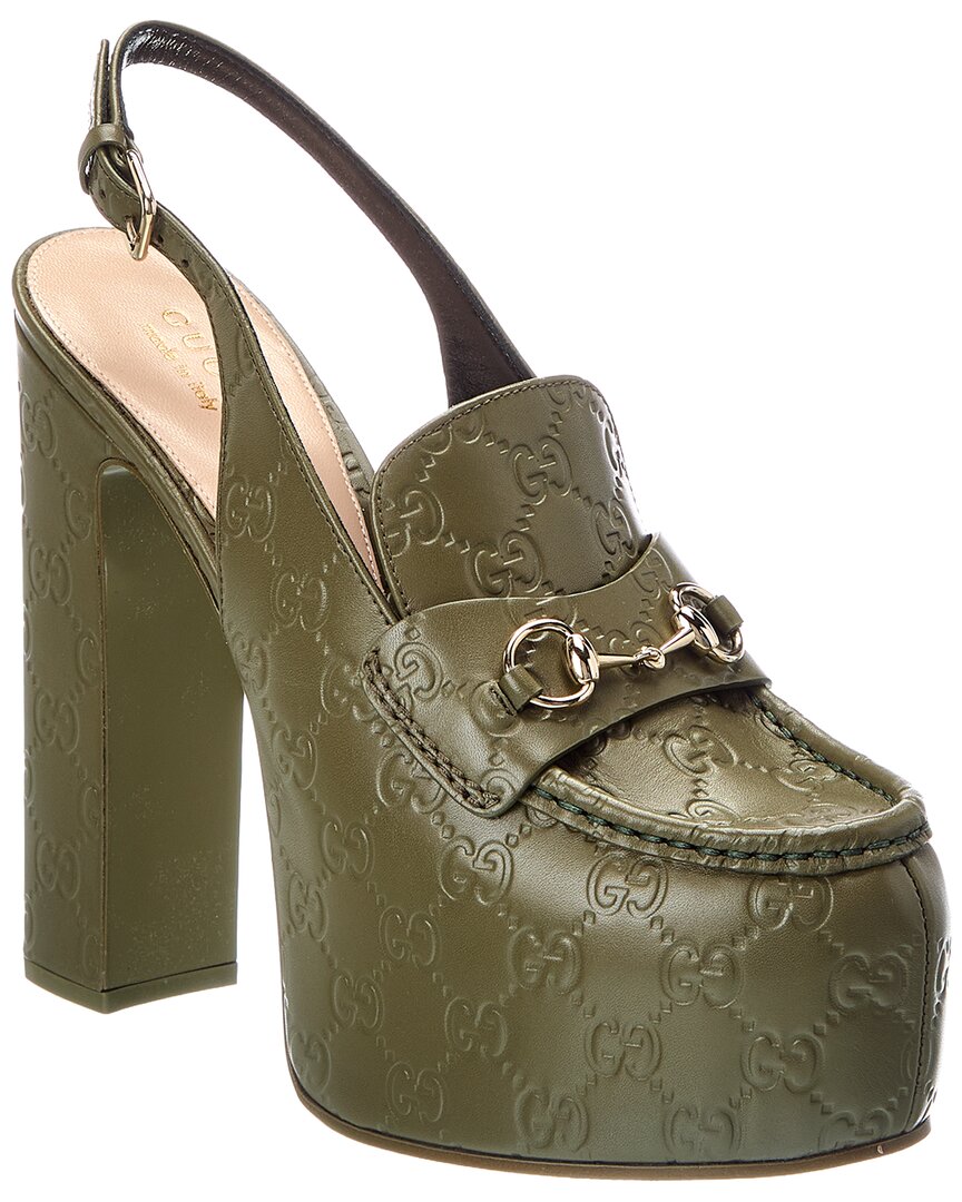 Gucci Gucci Gg Logo Horsebit Leather Pump