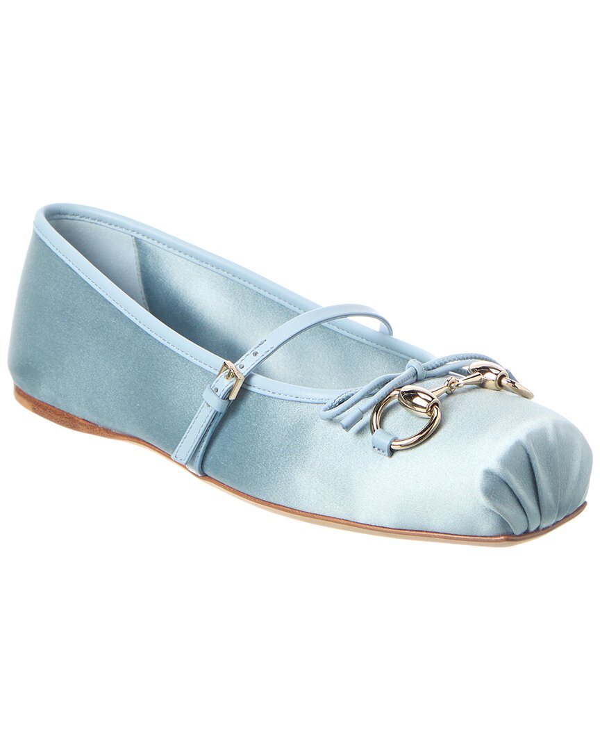 Gucci Gucci Horsebit Silk Ballerina Flat