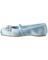 Gucci Gucci Horsebit Silk Ballerina Flat
