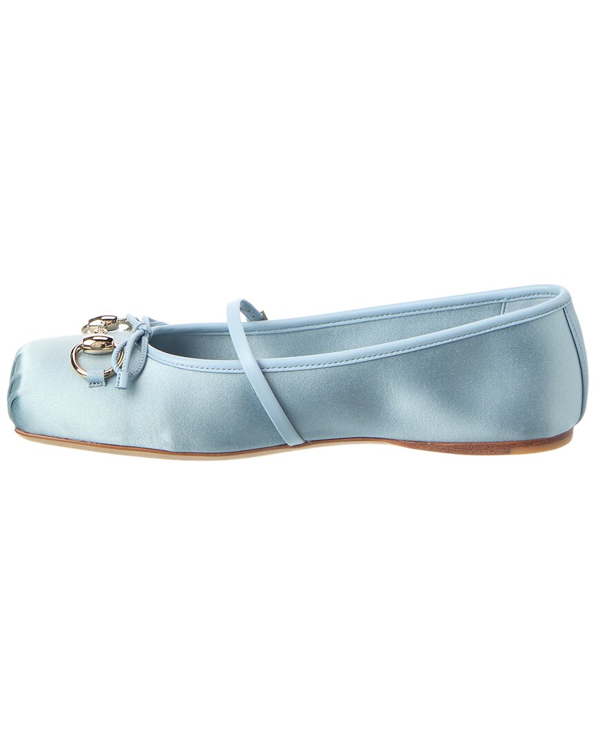 Gucci Gucci Horsebit Silk Ballerina Flat