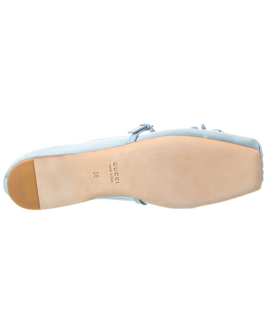 Gucci Gucci Horsebit Silk Ballerina Flat