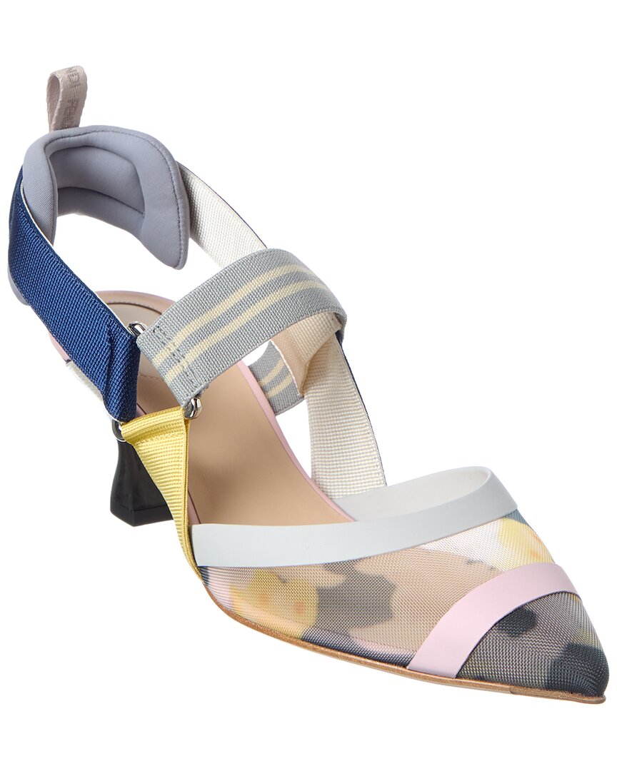 FENDI Fendi Colibri Mesh & Leather Slingback Pump
