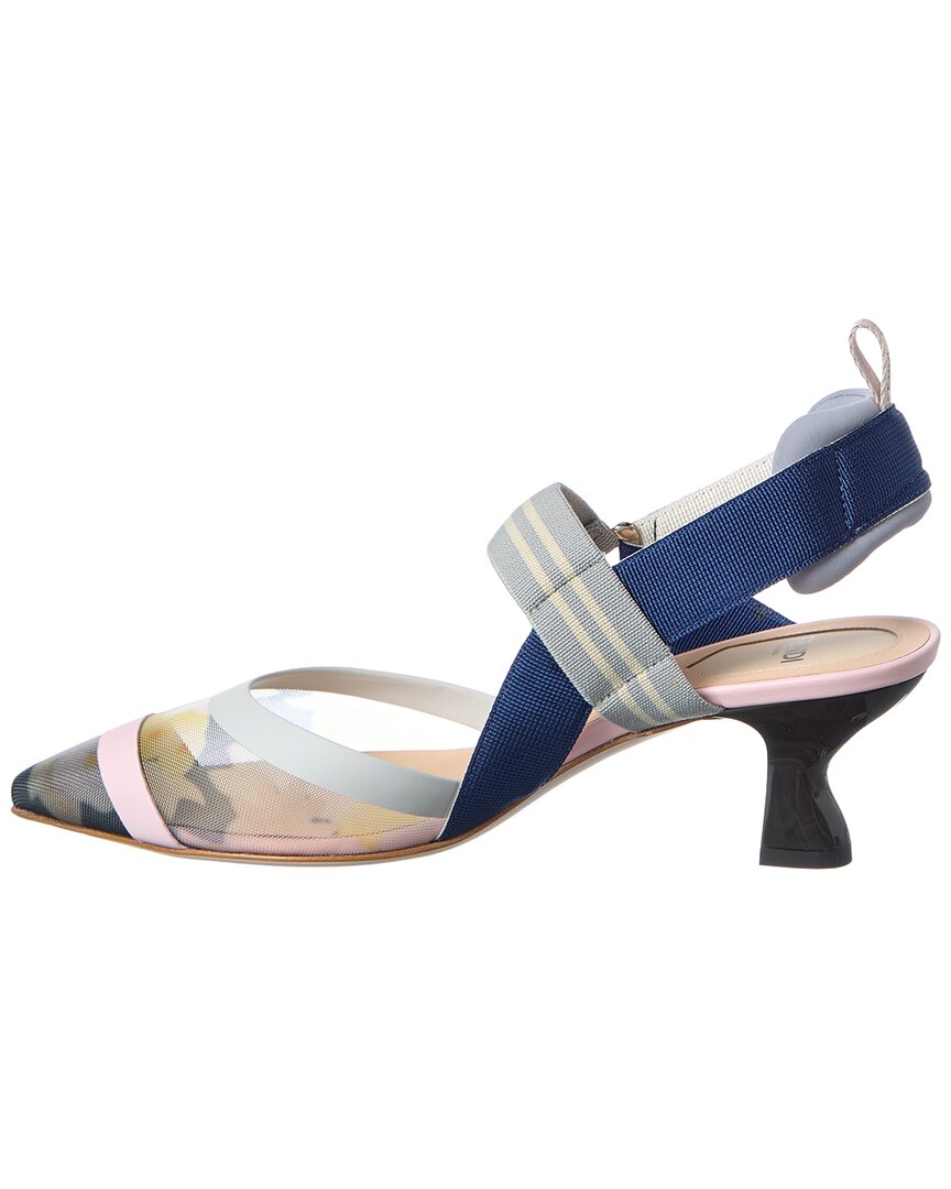 FENDI Fendi Colibri Mesh & Leather Slingback Pump