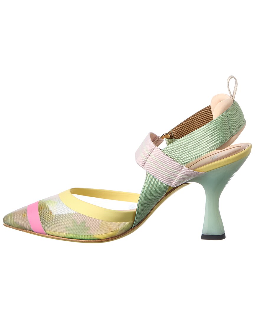 Fendi Colibri Ff Mesh & Leather Slingback Pump