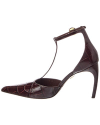 Ferragamo Ferragamo Odette 100 Croc-Embossed Leather Pump