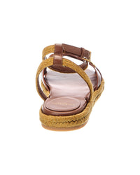 Valentino Valentino Vlogo Signature Leather & Rafia Sandal