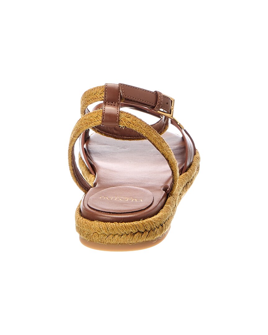 Valentino Valentino Vlogo Signature Leather & Rafia Sandal