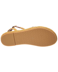 Valentino Valentino Vlogo Signature Leather & Rafia Sandal