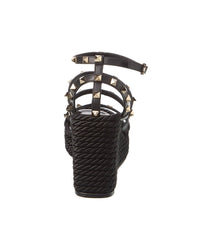 Valentino Valentino Rockstud 95 Leather Wedge Sandal