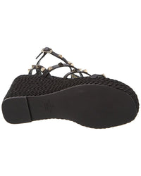 Valentino Valentino Rockstud 95 Leather Wedge Sandal