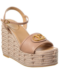 Valentino Valentino Vlogo Signature 120 Grainy Leather Wedge Sandal
