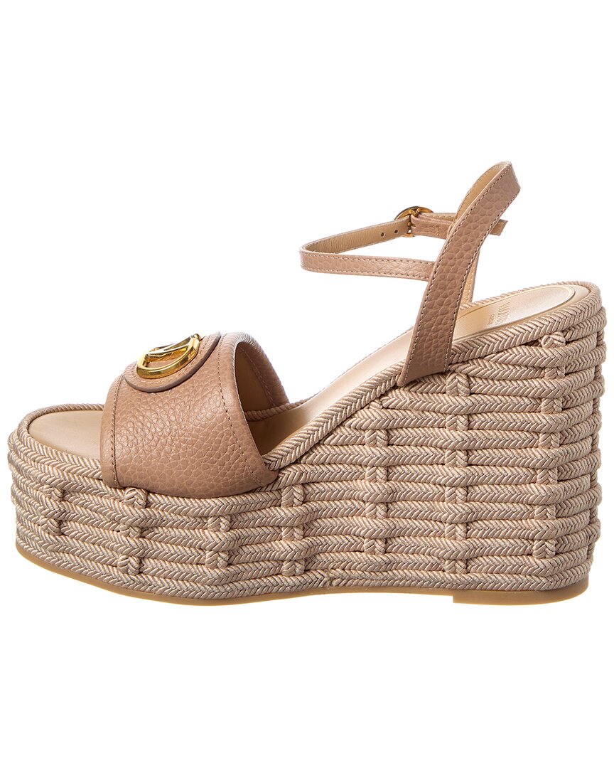 Valentino Valentino Vlogo Signature 120 Grainy Leather Wedge Sandal