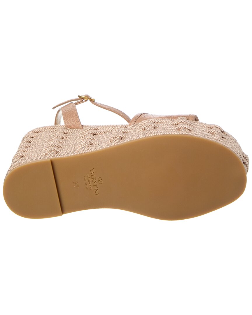 Valentino Valentino Vlogo Signature 120 Grainy Leather Wedge Sandal