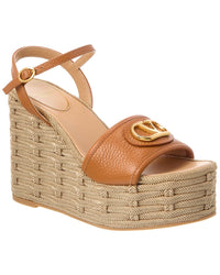 Valentino Valentino Vlogo Signature 120 Grainy Leather Wedge Sandal