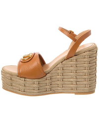 Valentino Valentino Vlogo Signature 120 Grainy Leather Wedge Sandal