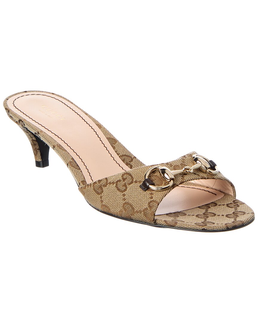 Gucci Gucci Horsebit Canvas & Leather Sandal
