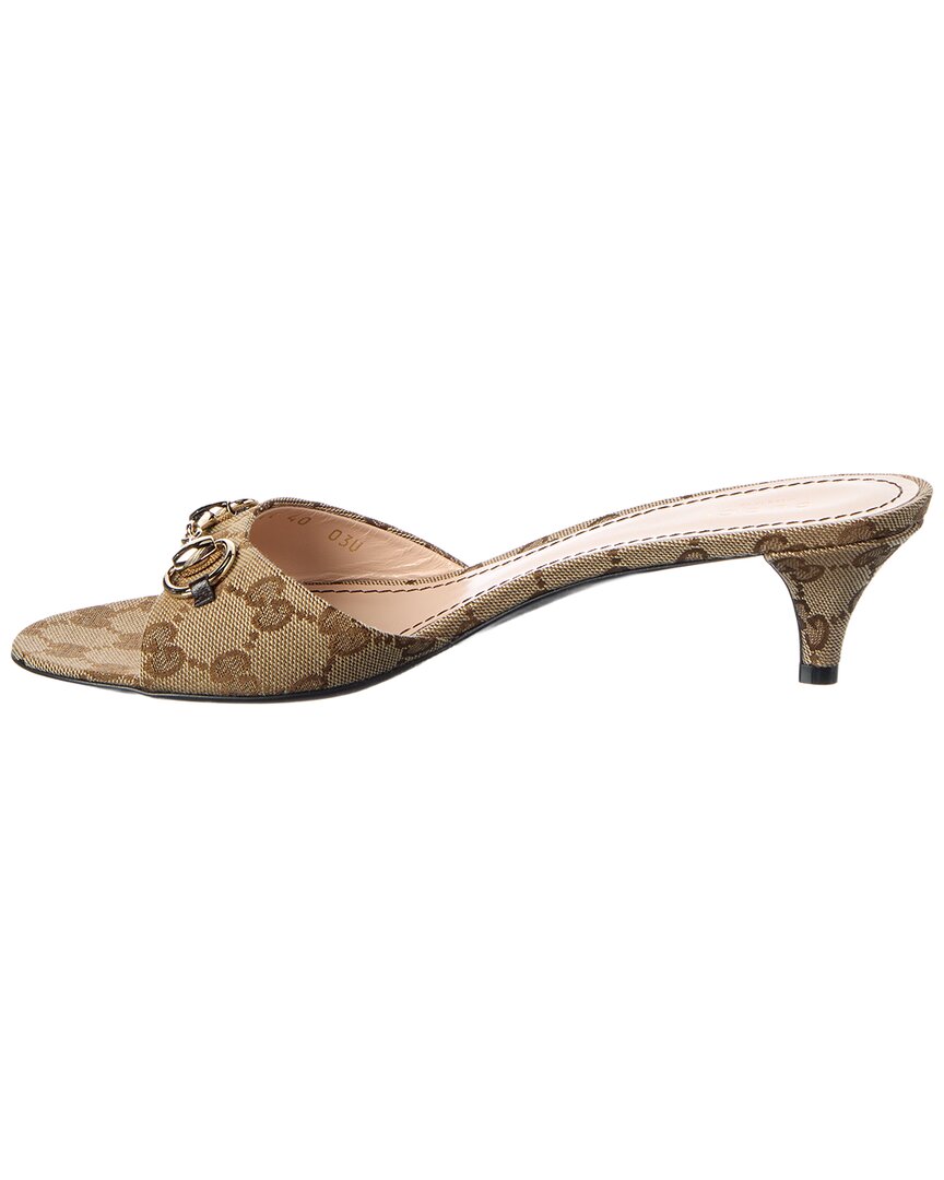 Gucci Gucci Horsebit Canvas & Leather Sandal