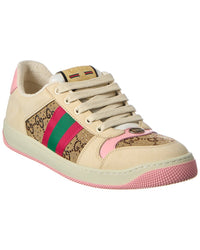 Gucci Gucci Screener Crystal Gg Canvas & Leather Sneaker